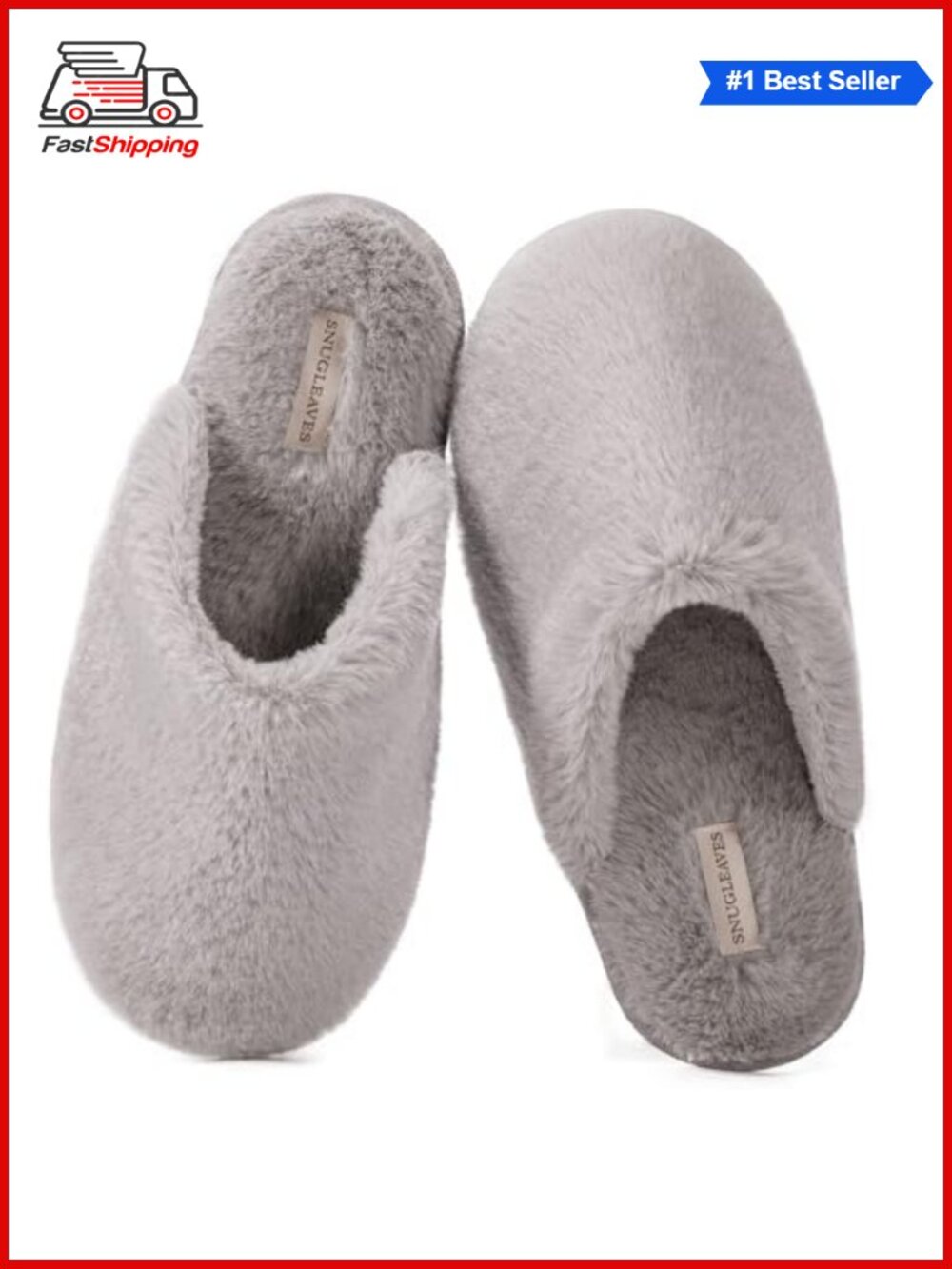 ✨Snug Leaves Faux Fur Mule Slippers Memory Foam Non-slip House Shoes